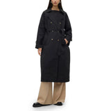 Women's Black Double-Breasted Trench Coat