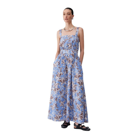 Phatbird Blue Floral Square-Neck Strap Dress
