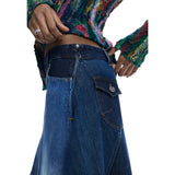 Phatbird Azure Cotton Zip Pocket A-Line Skirt
