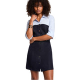 Phatbird Blue Belted Long-Sleeve Midi Dress