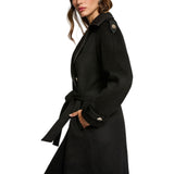 Morgan De Toi Black Double-Breasted Trench Coat