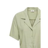 Phatbird Olive Green Linen-Blend Short Sleeve Shirt