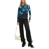 Noir Floral Viscose Round-Neck Long-Sleeve Knit
