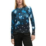 Noir Floral Viscose Round-Neck Long-Sleeve Knit