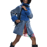 Phatbird Denim-Wash Cotton V-Neck Lapel Blazer