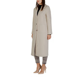 Elegant Oatmeal Wool Blend Longline Smart Coat