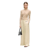Phatbird Beige Wide-Leg Satin Trousers